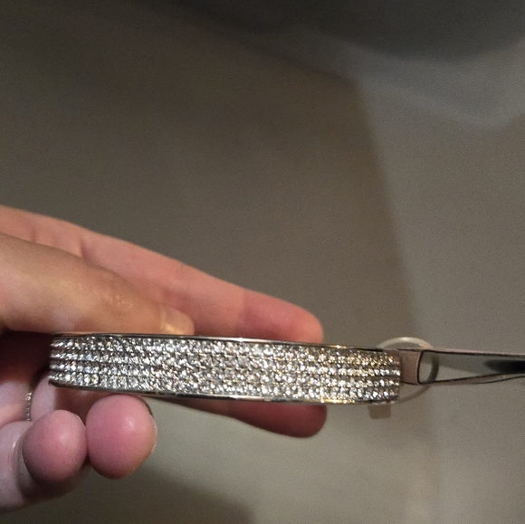 Juicy Couture Silver Tone Bangle with Pink Interior Trim - Picture 3 of 5